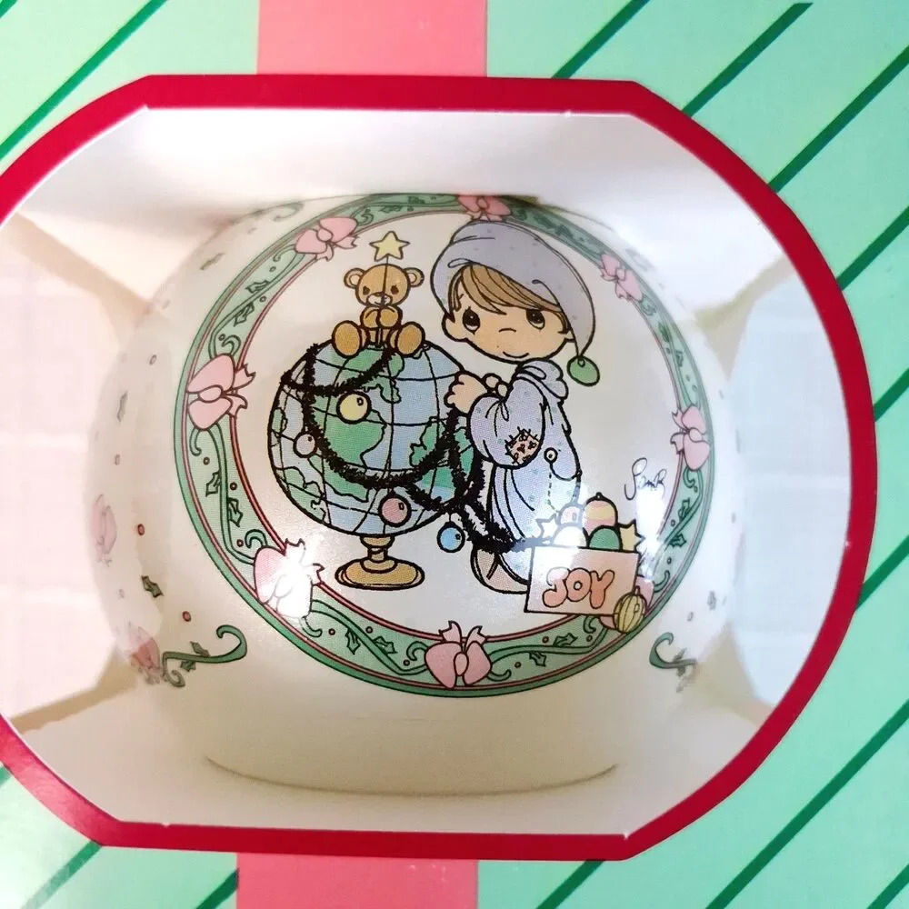Two (2) Precious Moments Vintage 1994 Glass Holiday Ornaments in Boxes